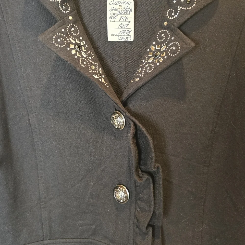 Christine Alexander Black Blazer with Silver Swarovski Embellishments NWT - Picture 5 of 8